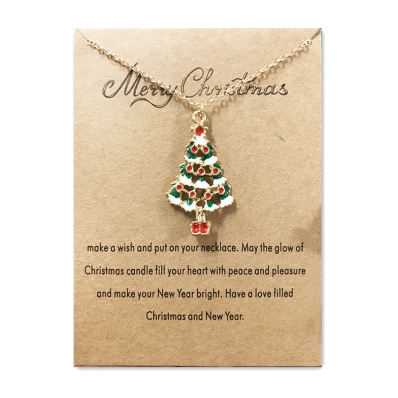 Wholesale Christmas Tree Pendant Card Necklace Clavicle Chain